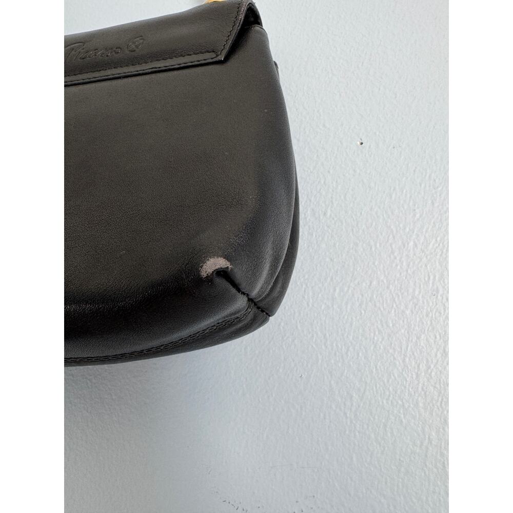 Vintage Palomo Picasso Vintage Black Leather Flap Chain Crossbody Shoulder Bag - Picture 5 of 10
